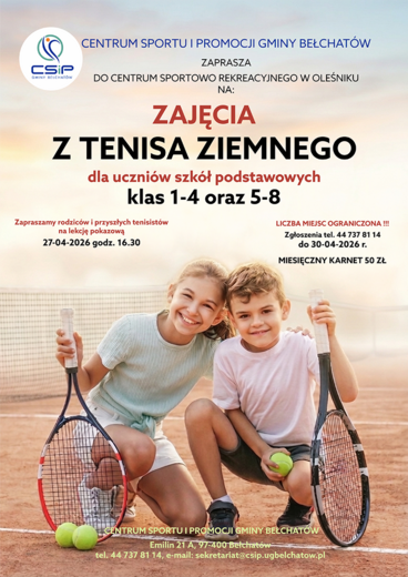 Lekcja pokazowa tenisa ziemnego w centrum sportu i rekreacji w OIeśniku