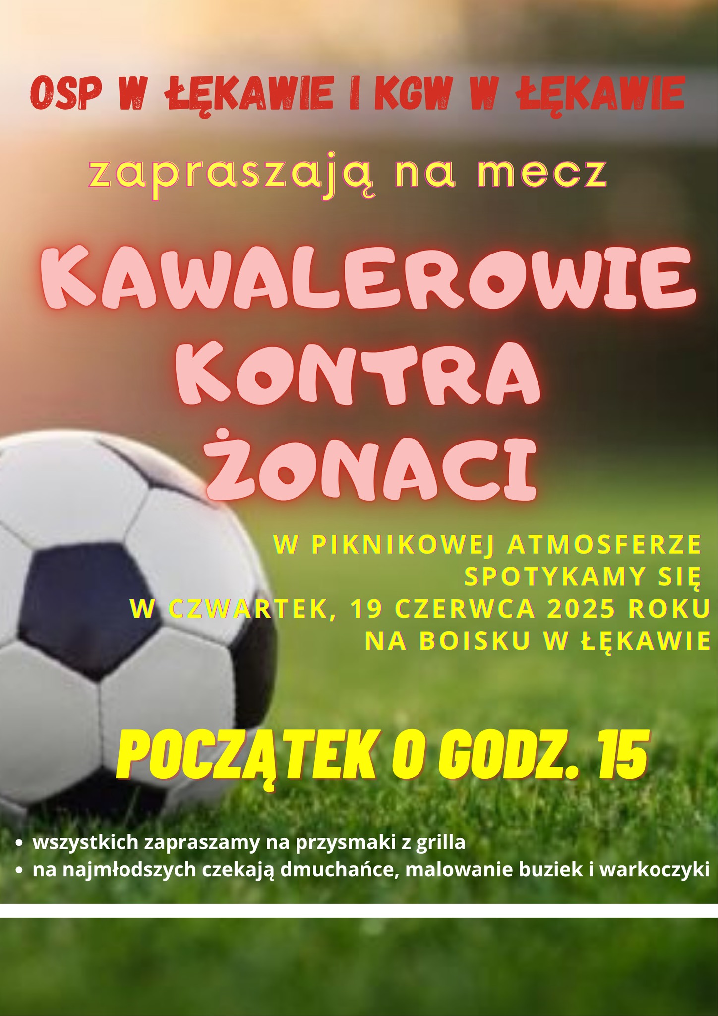 kawalerowie kontra żonaci mecz w łękawie plakat
