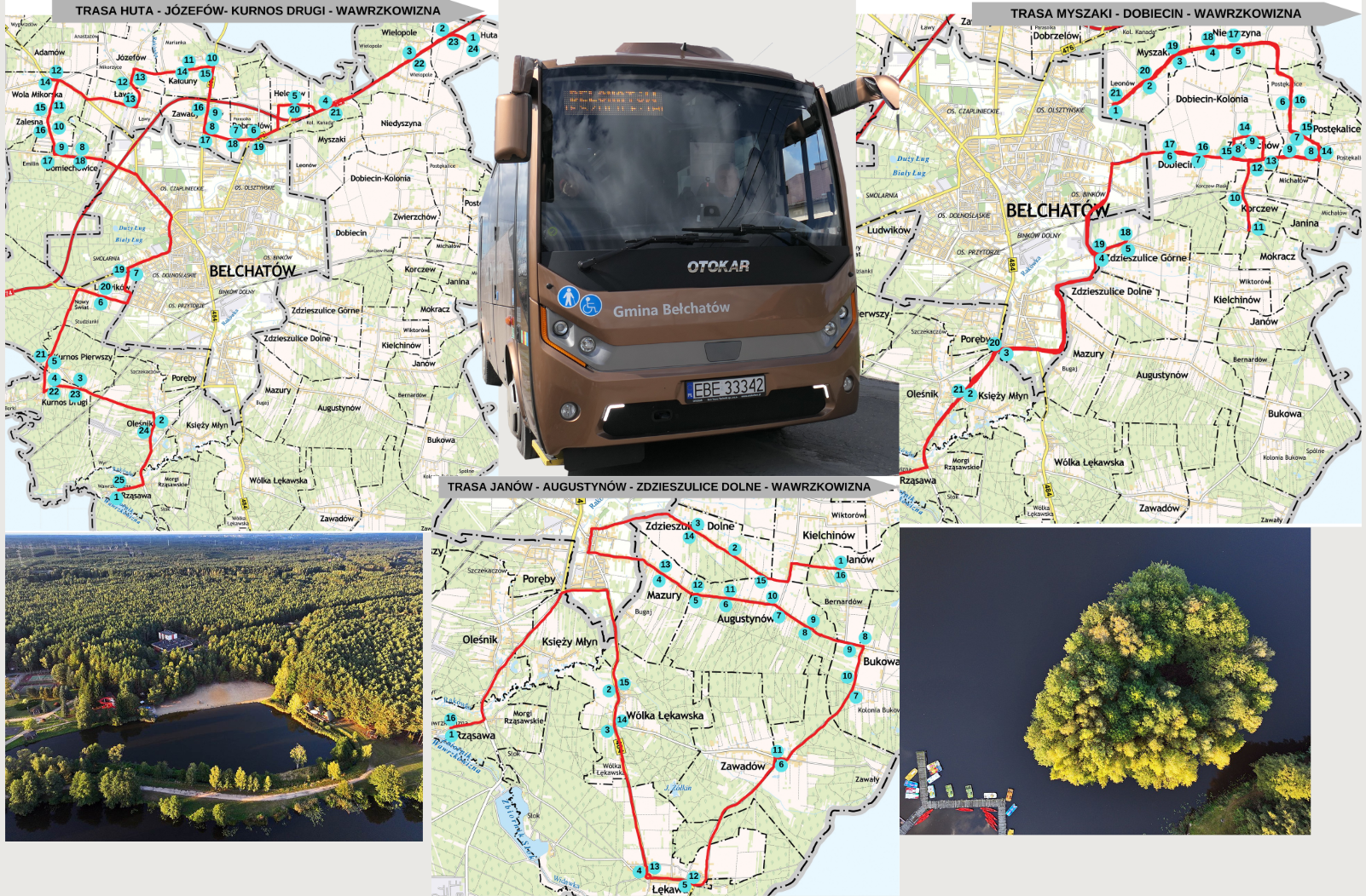 mapa gminy bełchat&oacute;w autobus gminny zdjęcia wawrzkowizy