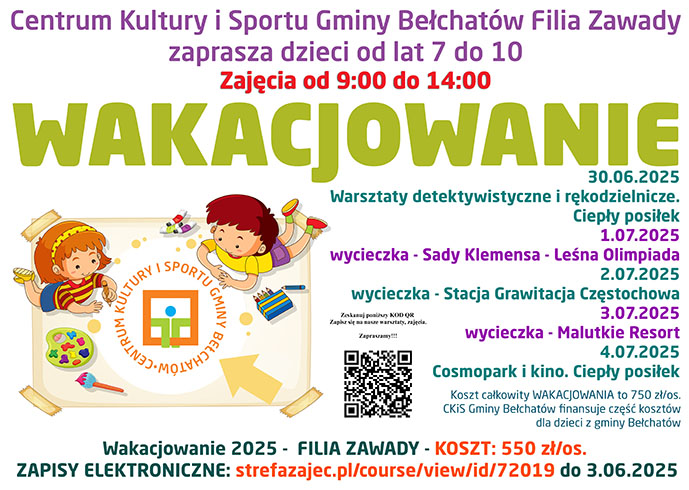 wakacjowanie w zawadach plakat