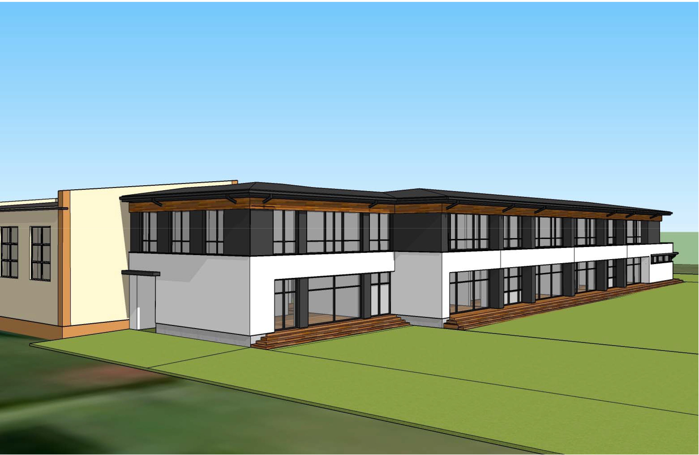 wizualizacja budynku ZSP w&nbsp;Dobrzelowie po rozbudowie