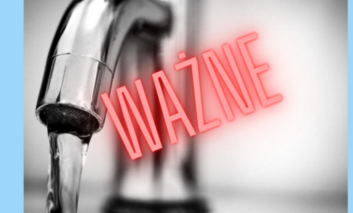 woda lejąca się z kranu, napis ważne