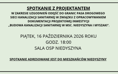 informacja o spotkaniu konsultacyjnym dla mieszkańców niedyszyny