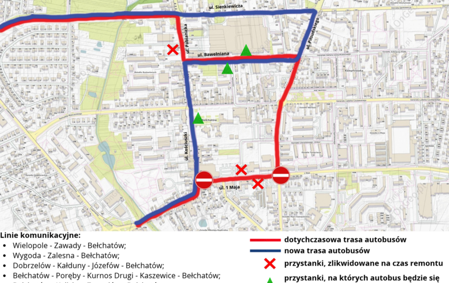 Zmiana tras gminnych autobusów w Bełchatowie