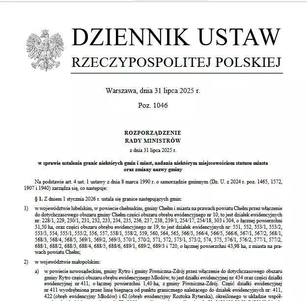 tekst rozporządzenia rady ministrów