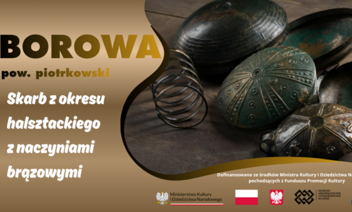 przedmioty z okresu halsztackiego, logotypy muzeum architekturu, województwa łódzkiego i ministerstwa kultury